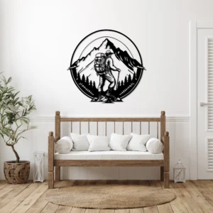 Adventure Metal Climber Figure Mountain Landscape Wall Art