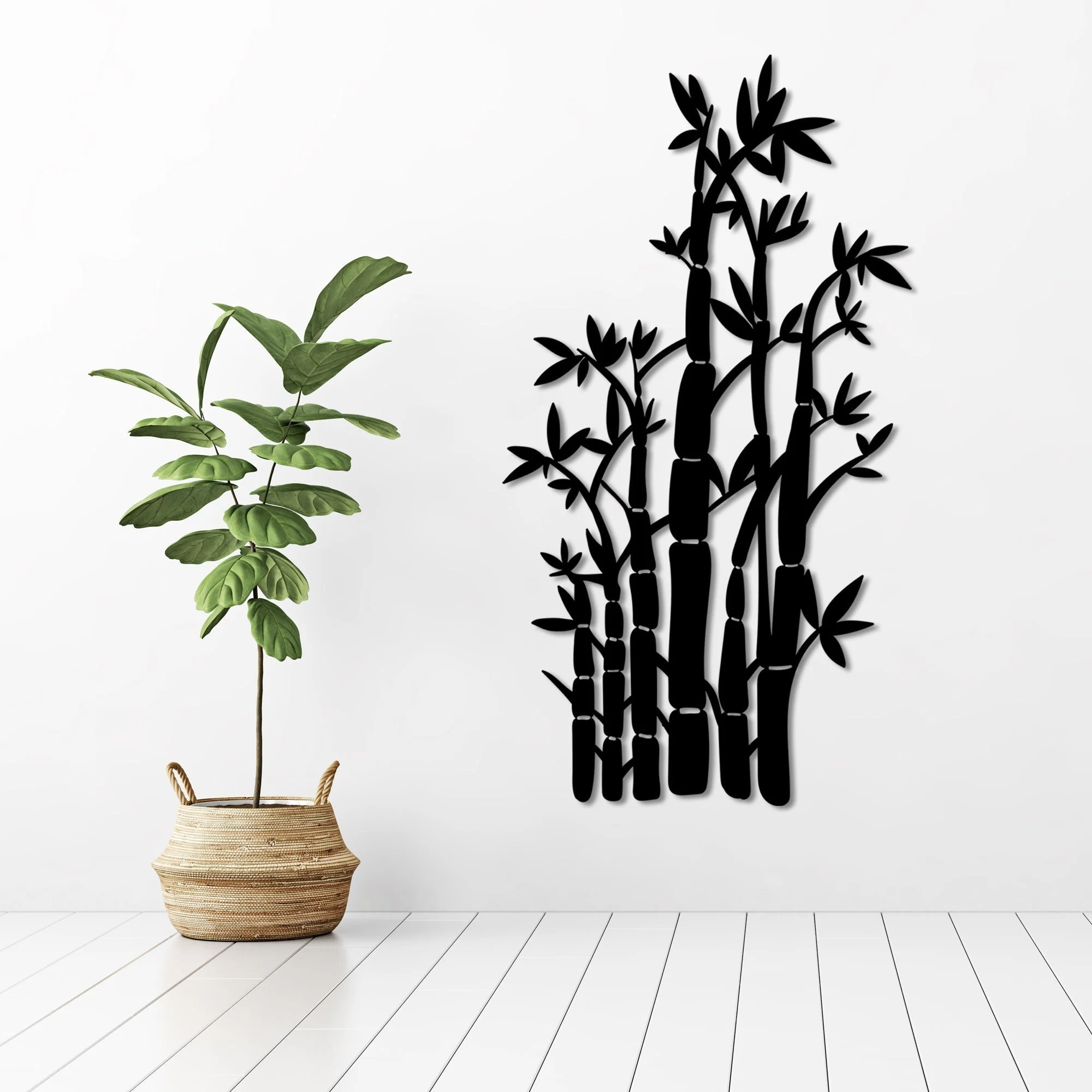 Nature Bamboo Accent Metal Wall Art Decor Nature Bamboo Accent Metal Wall Art Decor