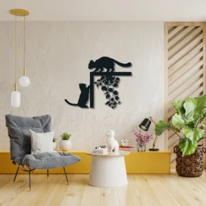 Black Cats Playing Metal Wall Art Home Decor