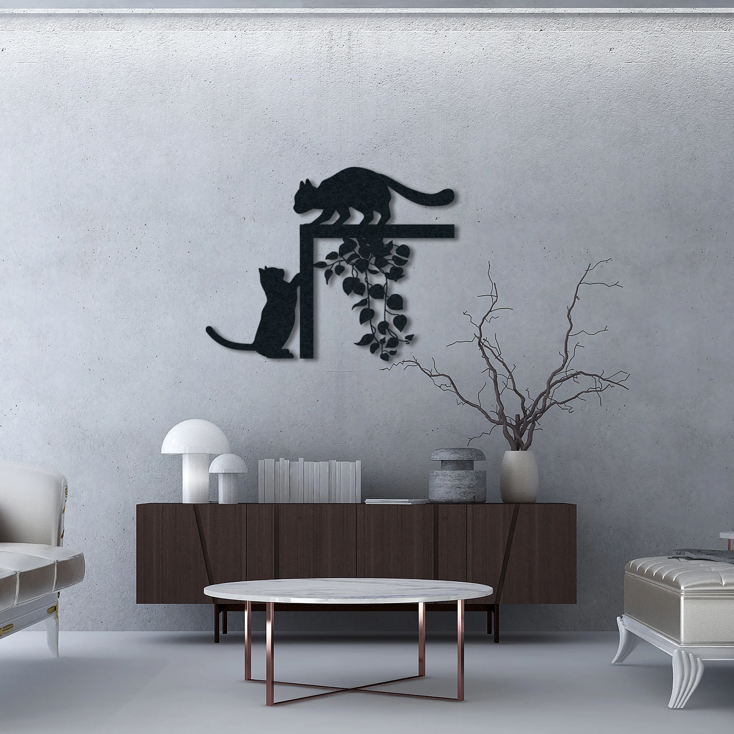 Black Cats Playing Metal Wall Art Home Decor Black Cats Playing Metal Wall Art Home Decor