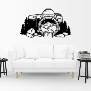 Black Metal Camera Wall Art Mountain Adventure Decor