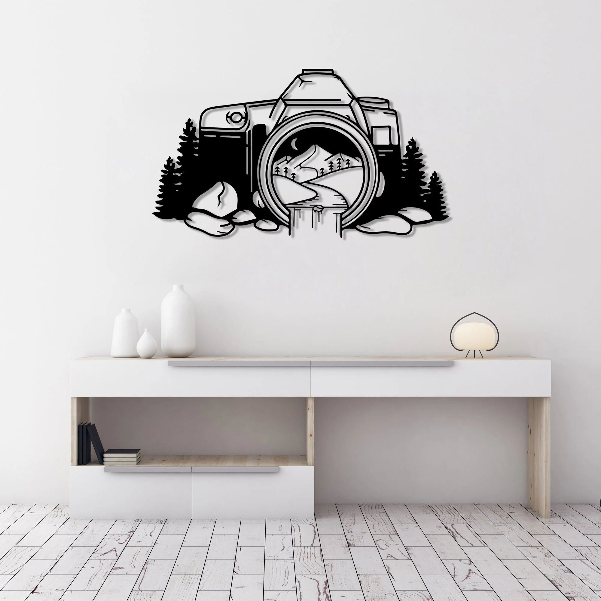 Black Metal Camera Wall Art Mountain Adventure Decor Black Metal Camera Wall Art Mountain Adventure Decor