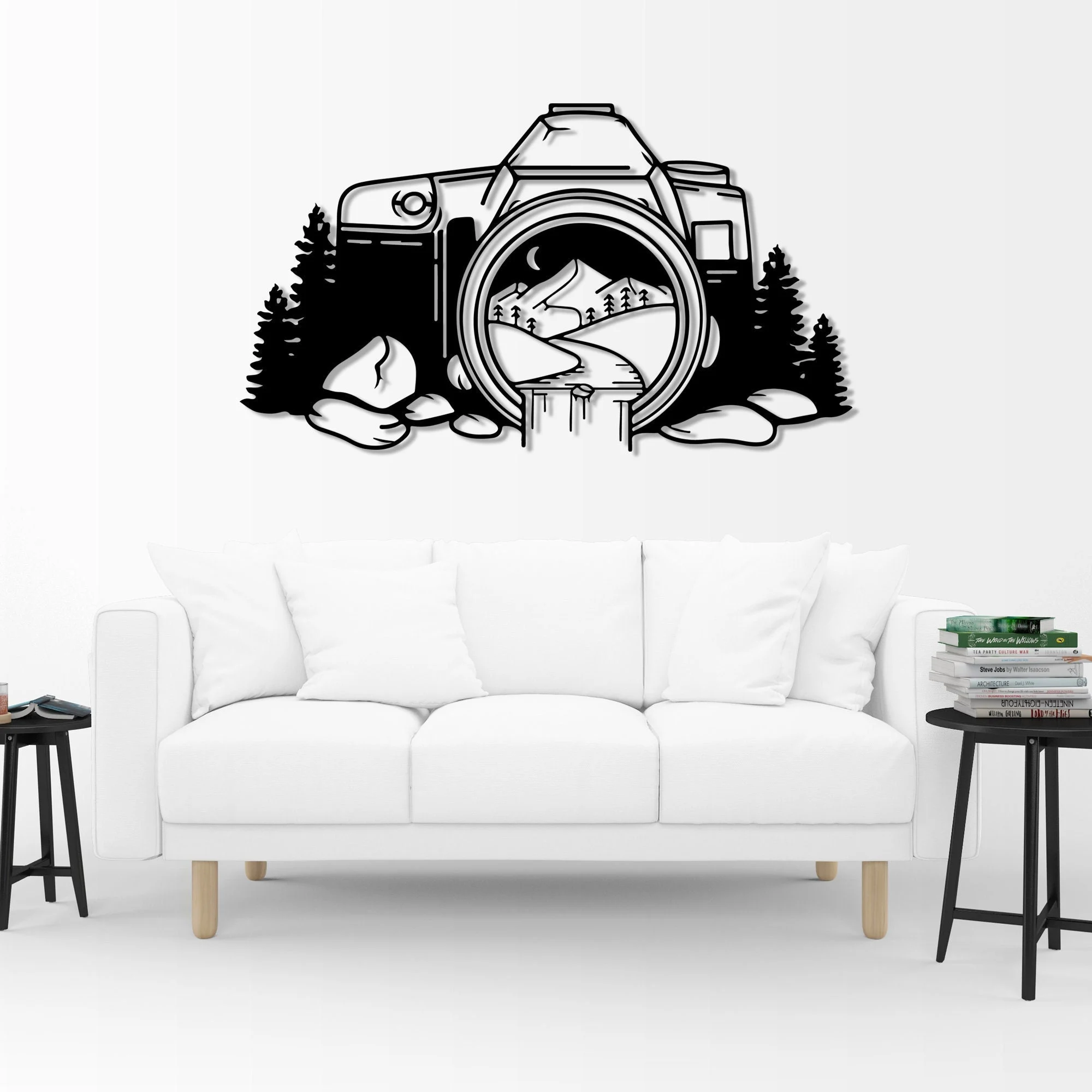 Black Metal Camera Wall Art Mountain Adventure Decor Black Metal Camera Wall Art Mountain Adventure Decor