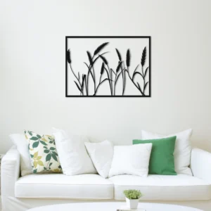 Black Metal Corn Stalk Field Wall Art Decor