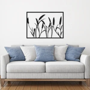 Black Metal Corn Stalk Field Wall Art Decor