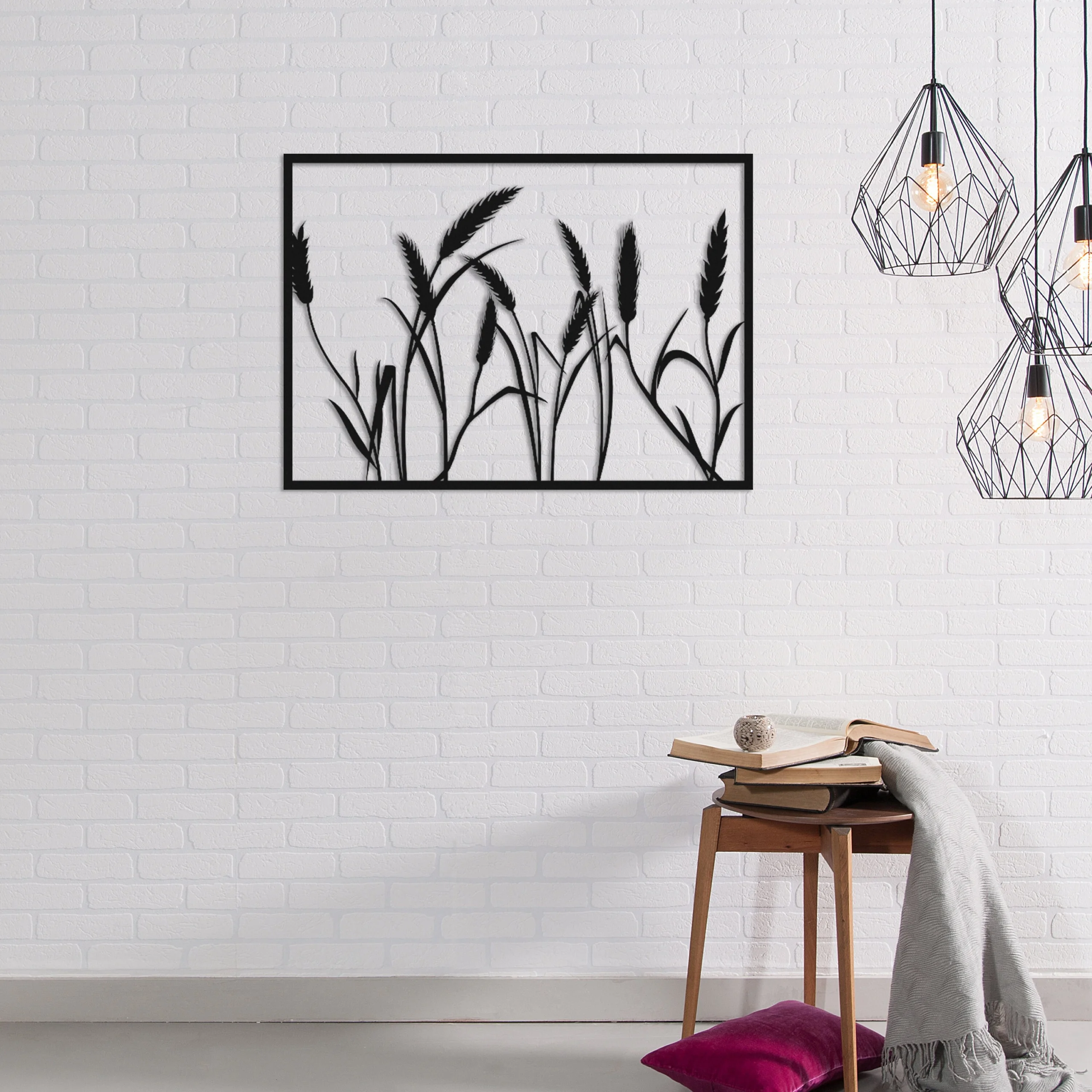 Black Metal Corn Stalk Field Wall Art Decor Black Metal Corn Stalk Field Wall Art Decor