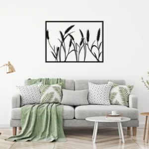 Black Metal Corn Stalk Field Wall Art Decor