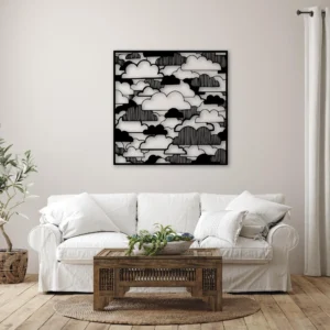 Black Metal Layered Cloud Wall Art Minimalist Decor