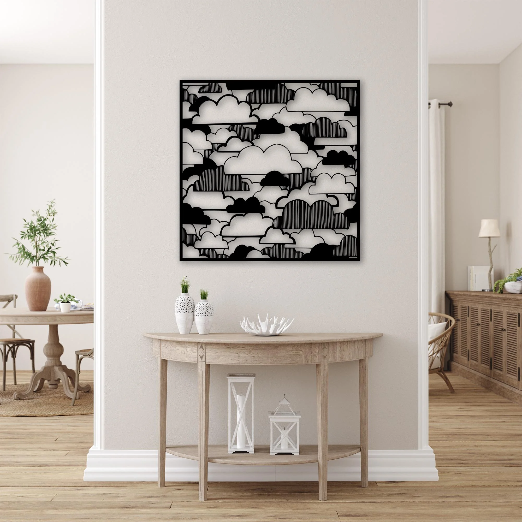 Black Metal Layered Cloud Wall Art Minimalist Decor Black Metal Layered Cloud Wall Art Minimalist Decor