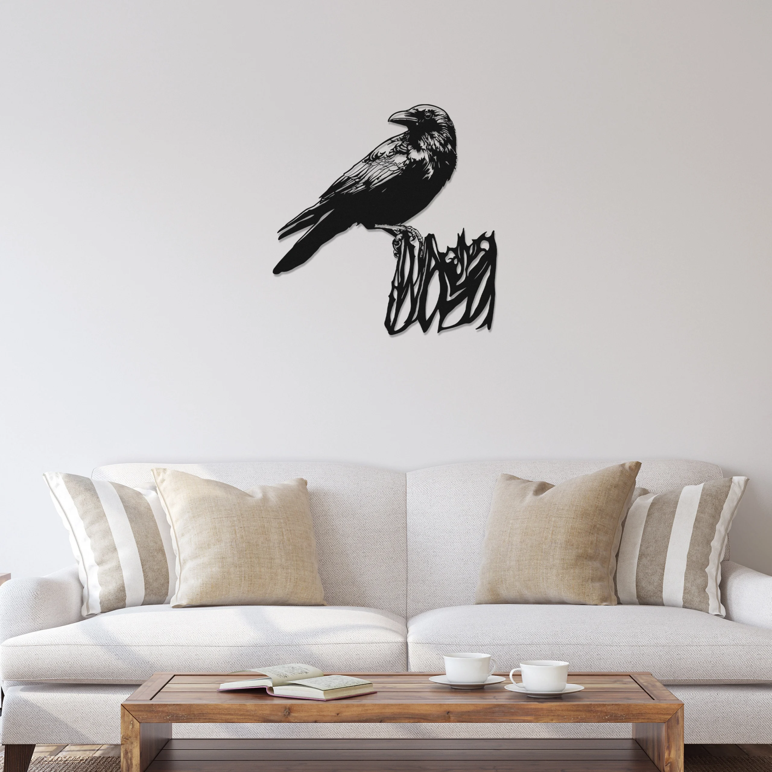 Crow Bird On Wood Metal Wall Art Design Crow Bird On Wood Metal Wall Art Design