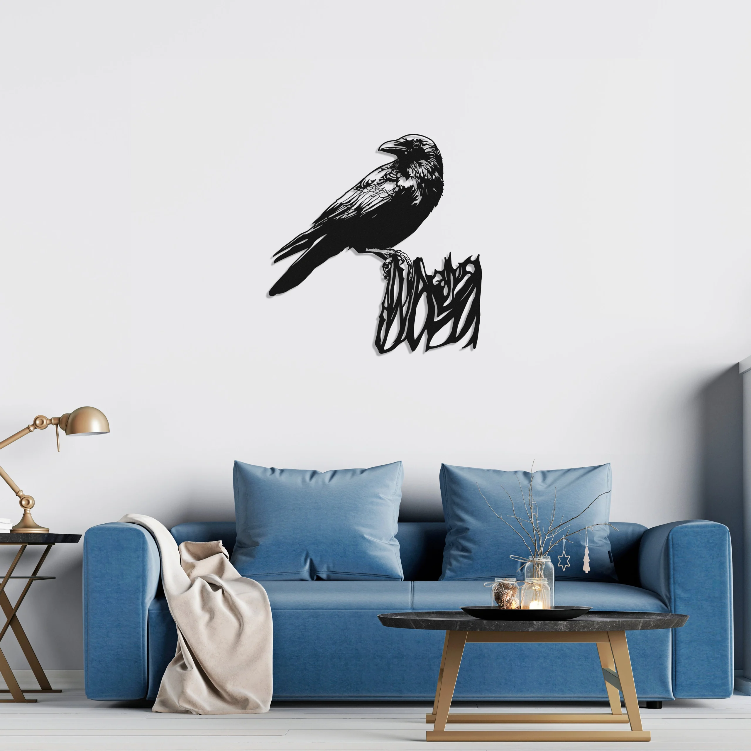 Crow Bird On Wood Metal Wall Art Design Crow Bird On Wood Metal Wall Art Design