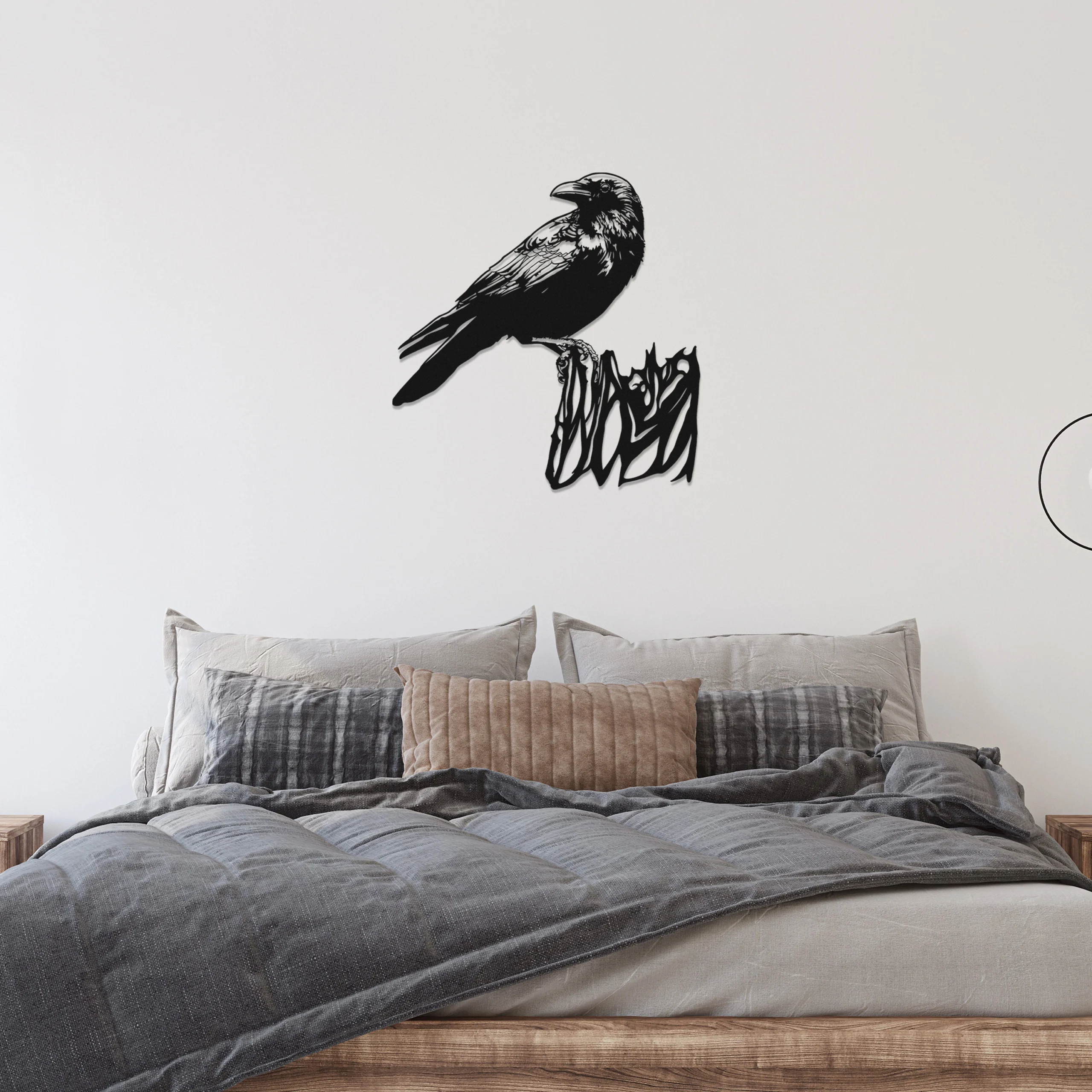 Crow Bird On Wood Metal Wall Art Design Crow Bird On Wood Metal Wall Art Design