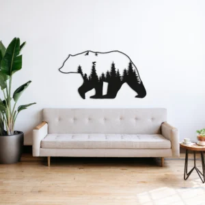 Forest Landscape Bear Metal Wall Art Nature Decor