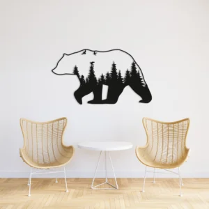 Forest Landscape Bear Metal Wall Art Nature Decor