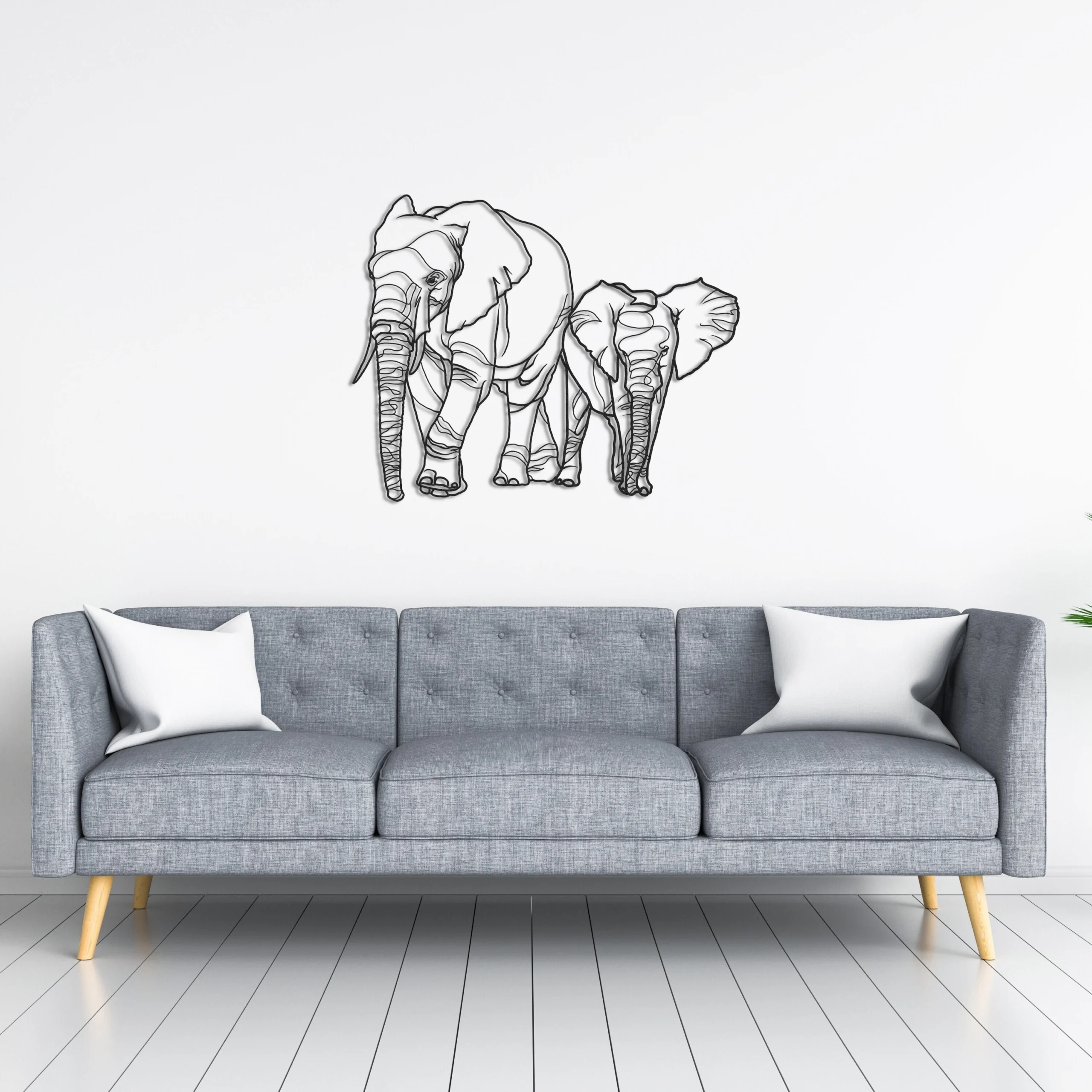Geometric Elephant Mother Calf Metal Wall Art Geometric Elephant Mother Calf Metal Wall Art