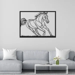 Geometric Running Horse Metal Wall Art Sculpture