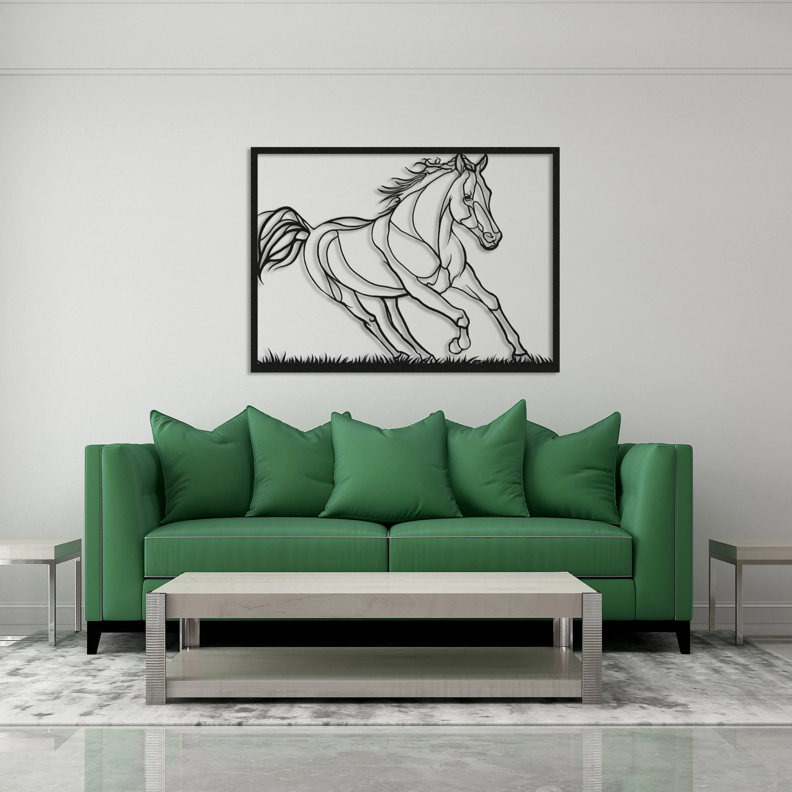 Geometric Running Horse Metal Wall Art Sculpture Geometric Running Horse Metal Wall Art Sculpture