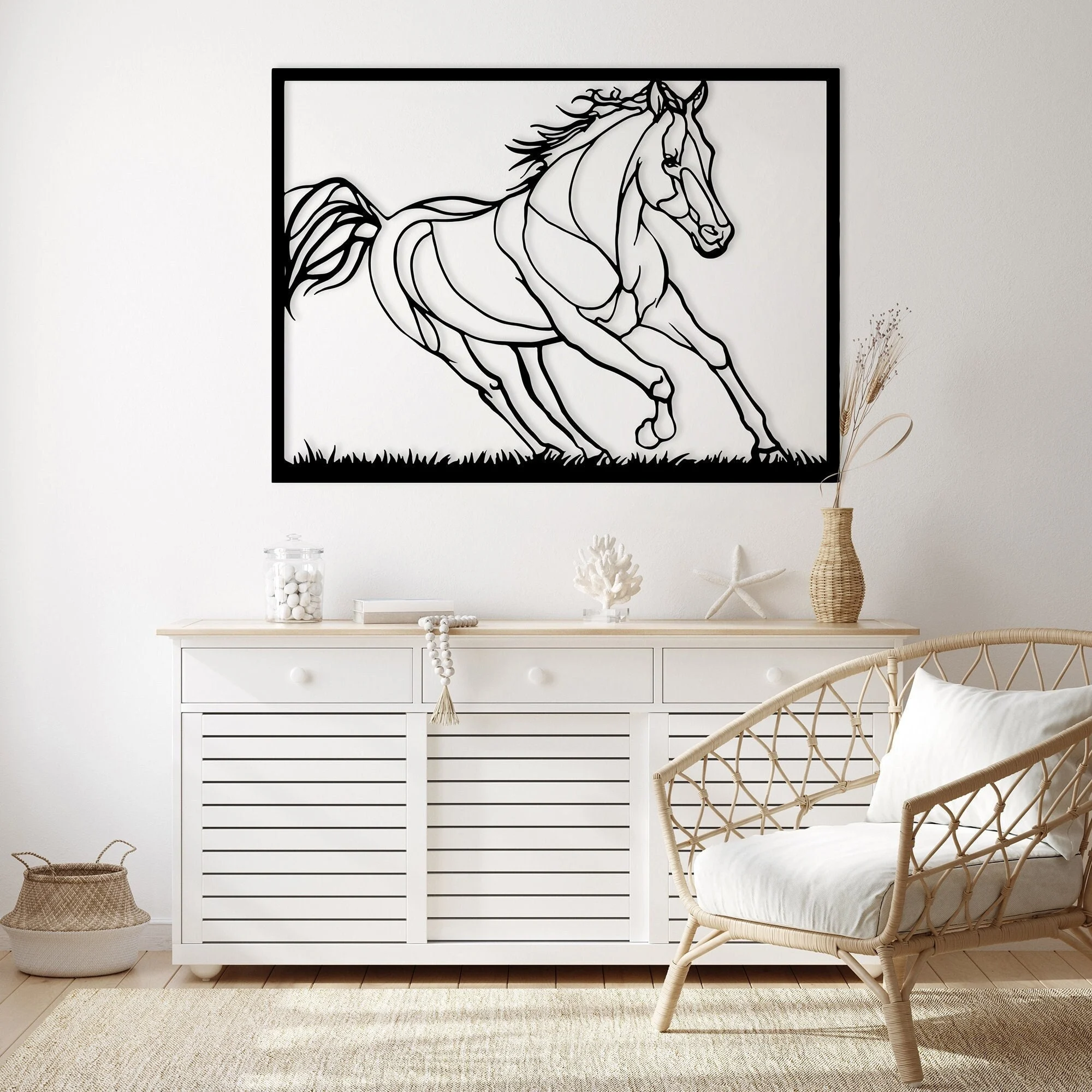 Geometric Running Horse Metal Wall Art Sculpture Geometric Running Horse Metal Wall Art Sculpture