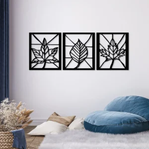 Geometric Triple Leaf Metal Wall Art 3-Piece Decor