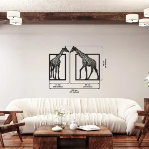 Giraffe Pair Metal Wall Art Home Decor