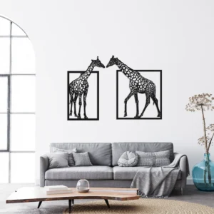 Giraffe Pair Metal Wall Art Home Decor