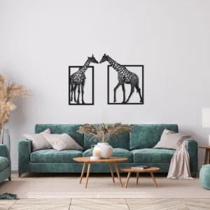 Giraffe Pair Metal Wall Art Home Decor