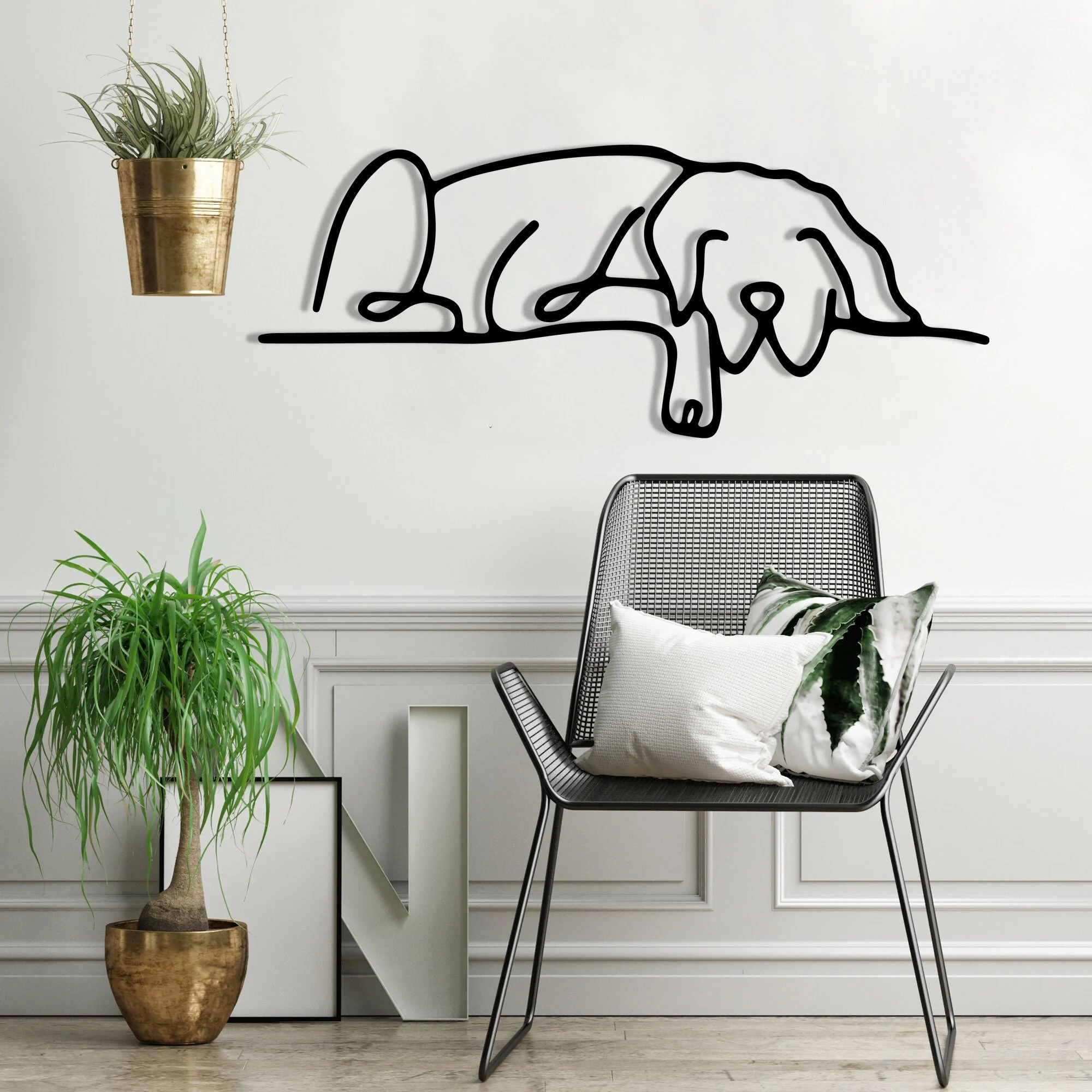 Minimalist Sleeping Dog Line Art Metal Wall Art Minimalist Sleeping Dog Line Art Metal Wall Art