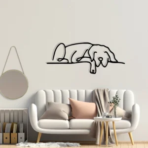 Minimalist Sleeping Dog Line Art Metal Wall Art