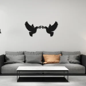 Peace Dove Pair Metal Wall Art Olive Branch