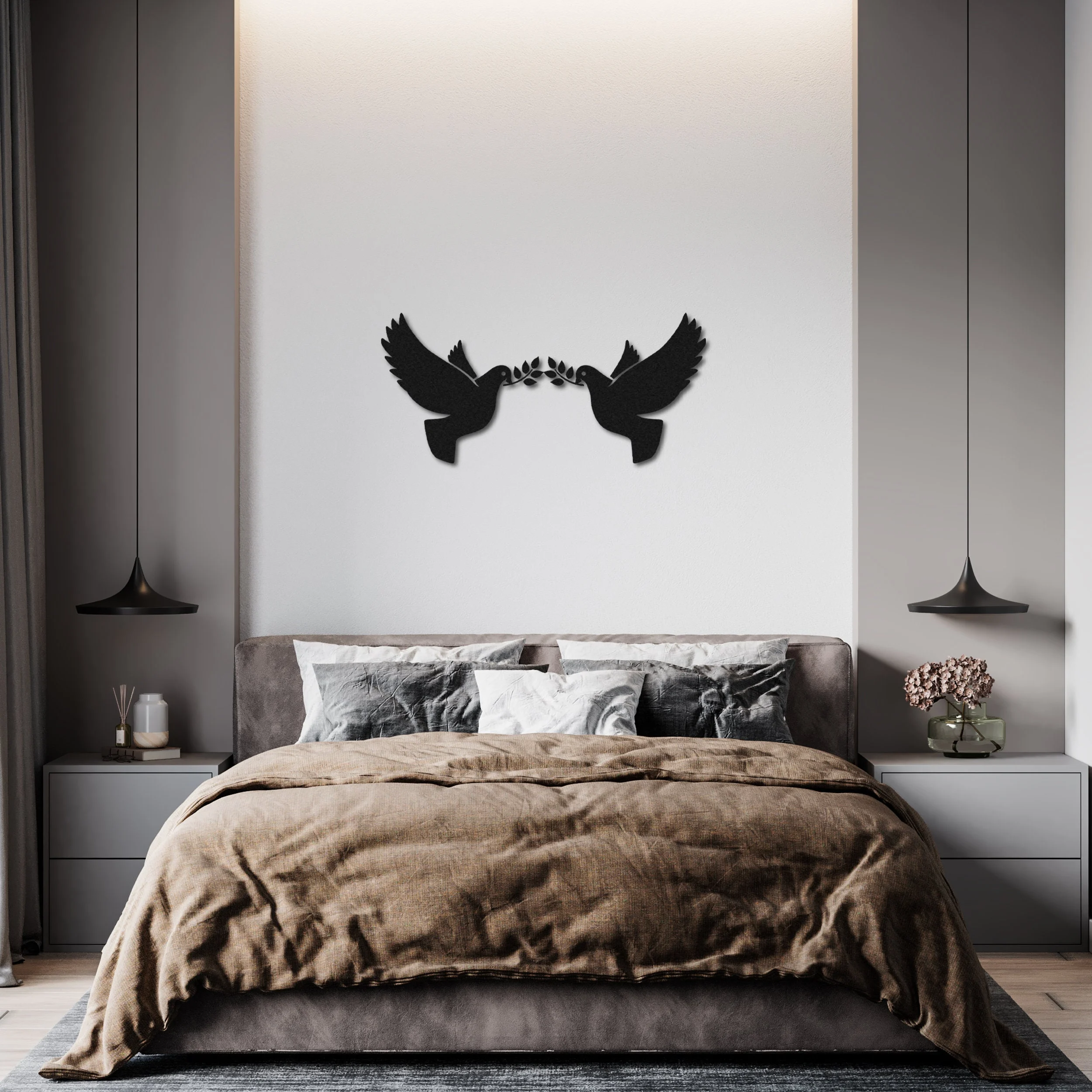 Peace Dove Pair Metal Wall Art Olive Branch Peace Dove Pair Metal Wall Art Olive Branch
