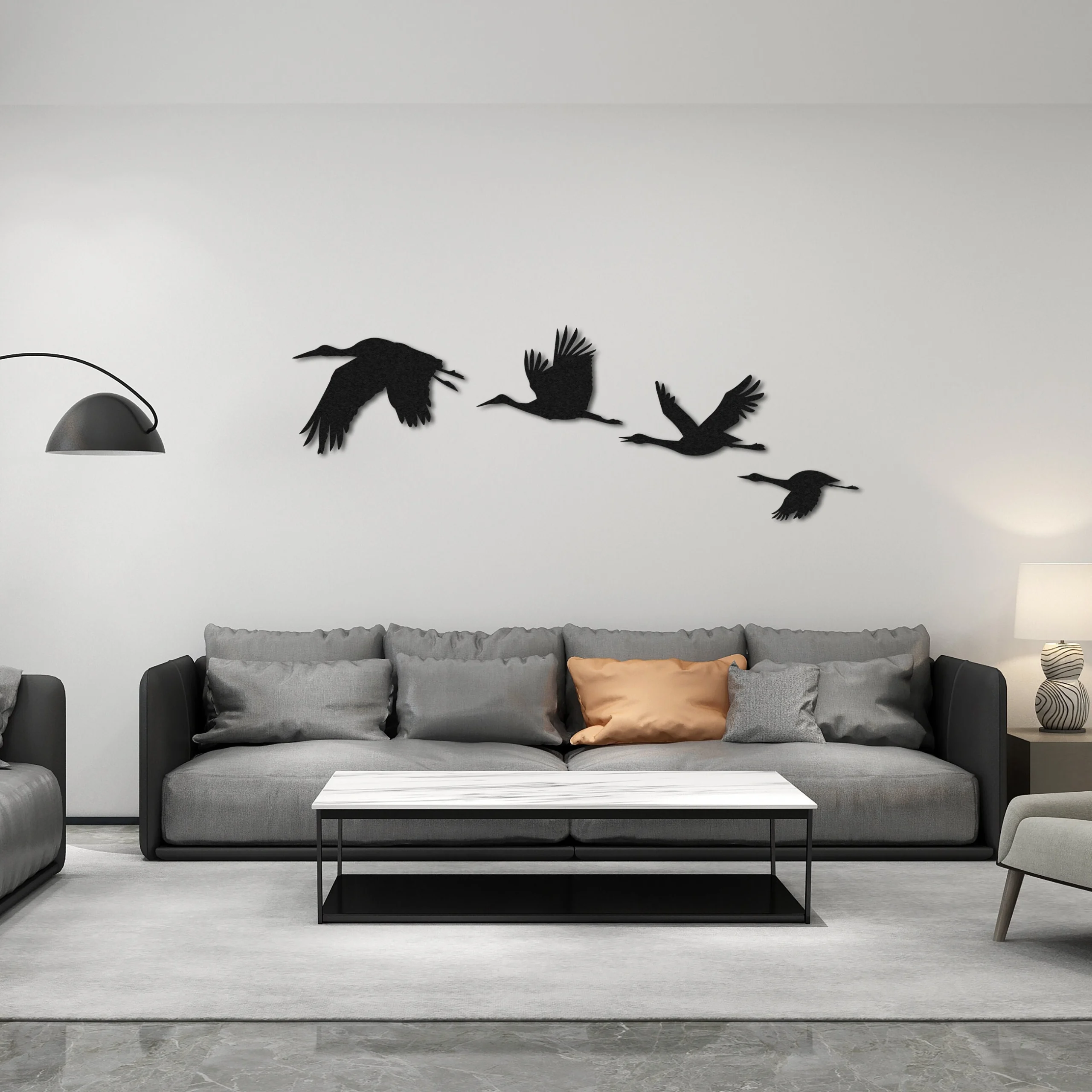Set of Four Flying Cranes Metal Wall Art Decor Set of Four Flying Cranes Metal Wall Art Decor