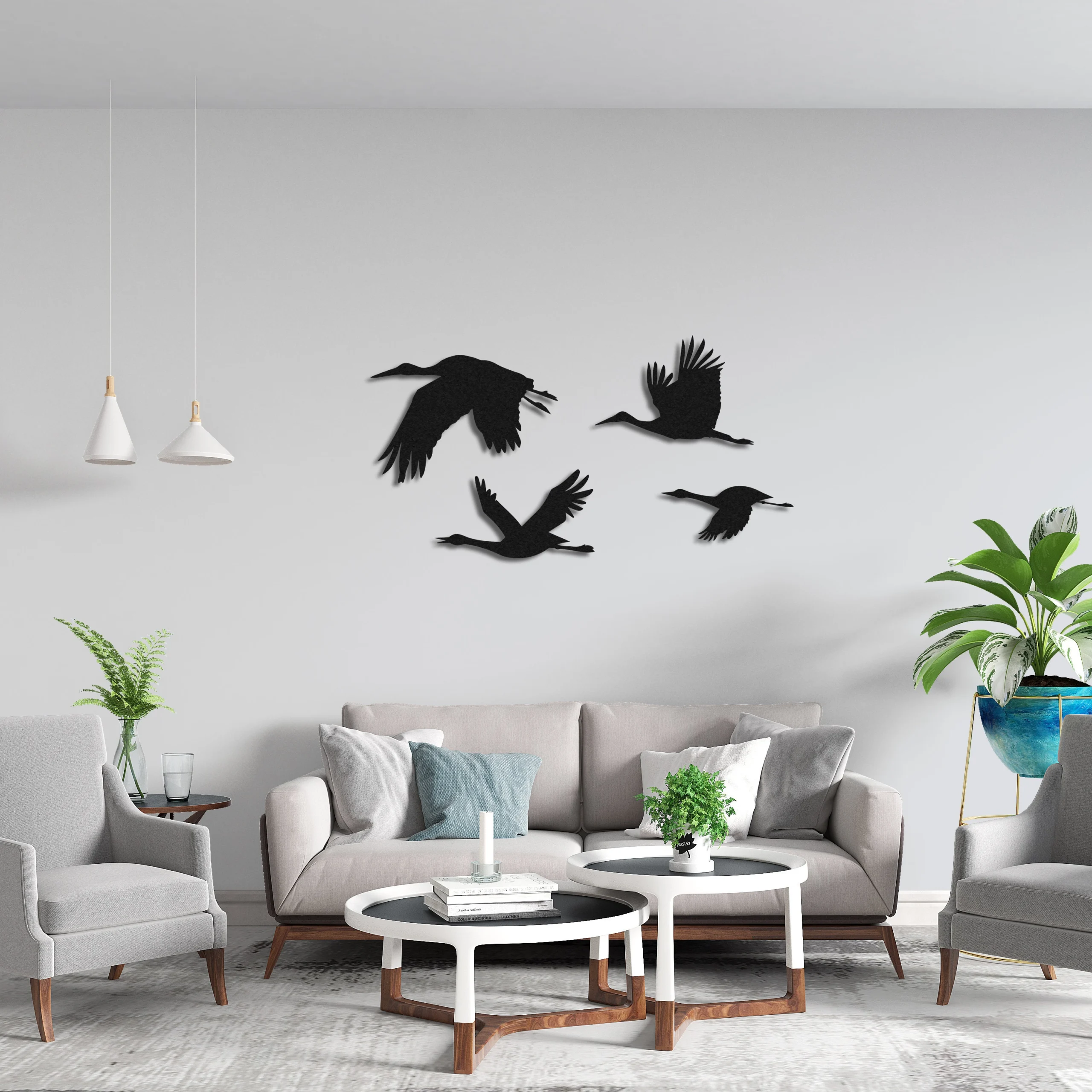 Set of Four Flying Cranes Metal Wall Art Decor Set of Four Flying Cranes Metal Wall Art Decor