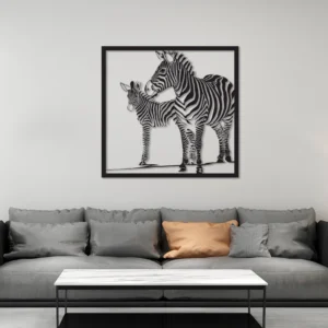 Zebra Stripes Mother Baby Metal Wall Art