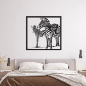 Zebra Stripes Mother Baby Metal Wall Art